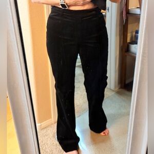 Strenesse Black Velvet Elegant German Designer Women's Pants Size 10 LONG NWOT